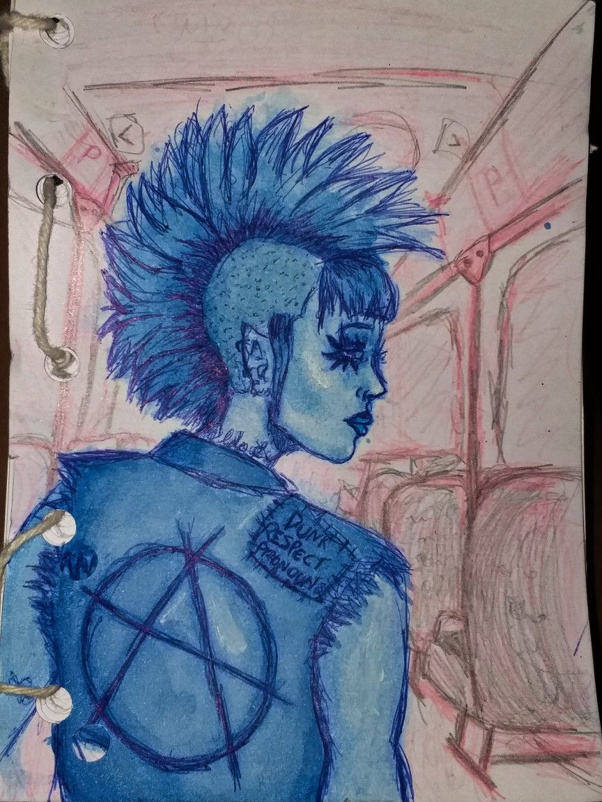 desenho punk azul